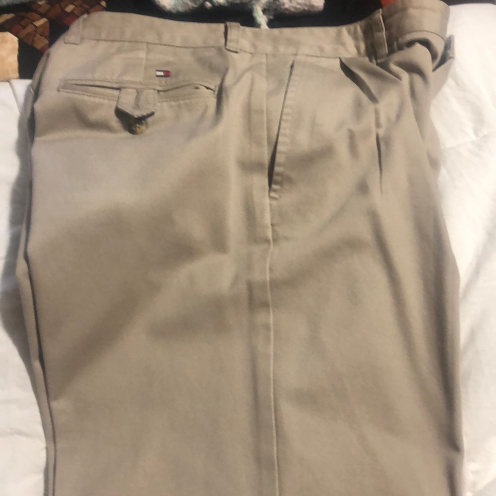 Gained weight, Tommy Hilfiger pleated and cuffed khakis